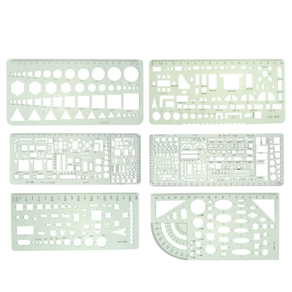 FOLOYORI 6Pcs Multi-Functional Measuring Ruler with Circle Square Ellipse Shapes for Art Design