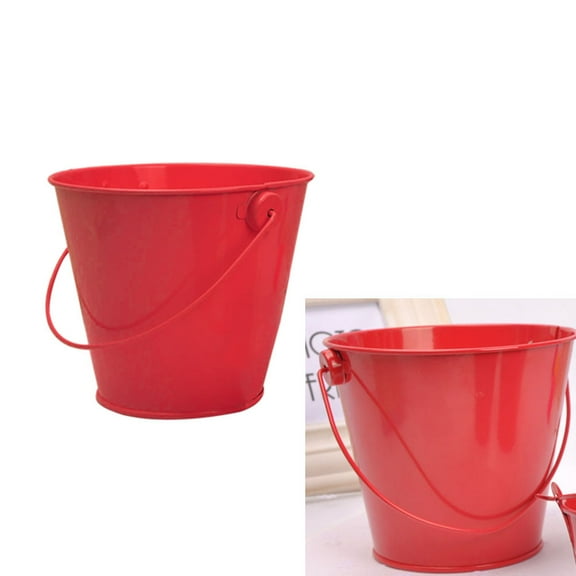 FOLOYORI 6Pcs Red Mini Tin Buckets  for Weddings and Birthday Parties