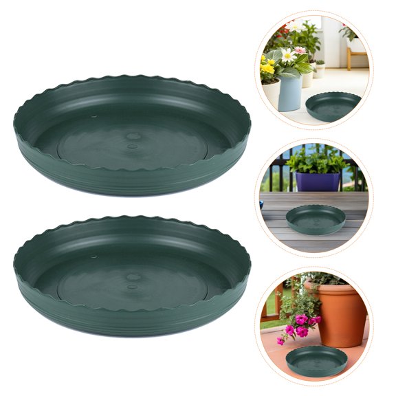 FOLOYORI 8Pcs Stackable Plant Pot Drip Trays Green Plastic for Office Desk and Home Garden Use
