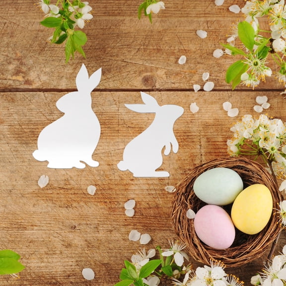 FOLOYORI Mirror Easter Rabbit Decals Acrylic Wall Sticker for Festival Decoration 9Pcs