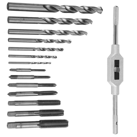 FOLOYORI Alloy Steel Screw Tap Tool Set 15Pcs for Diy Use Tapping Spanner 5.98x4.25x1.18in