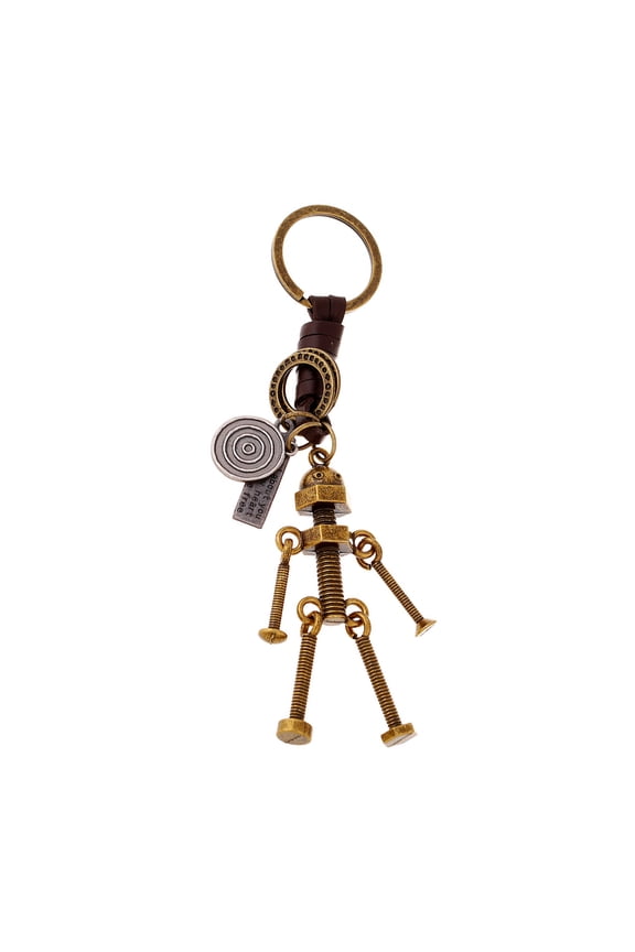 Retro Robot Keychains Light Brown Durable Key Holder Pendant for Bag Backpack and Keys Unique Design