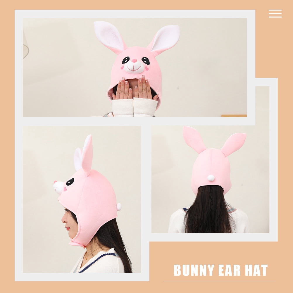 FOLOYORI Cute Pink Bunny Ear Hat Plush for Costume and Easter Festival ...