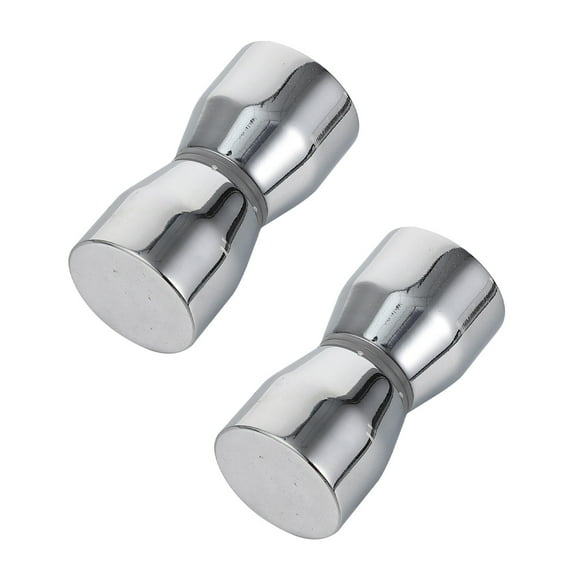 FOLOYORI Double-Sided Shower Glass Door Knob in Silver for Bathroom Doors 2Pcs