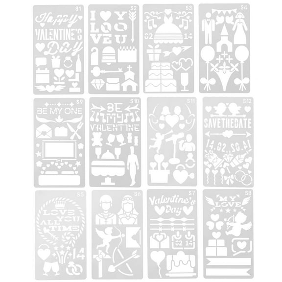 FOLOYORI Drawing Stencils with Hollowed Shape for Valentine's Day Stencil Assistance Home Decoration