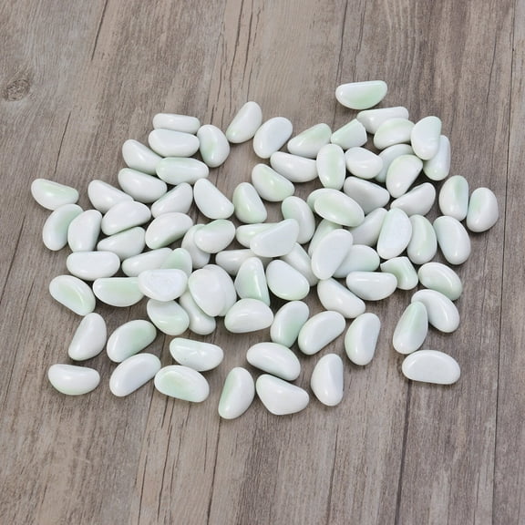 FOLOYORI Glass Pebble Decorative Stone 1 Bag (Approx 500G) White For Fish Tank