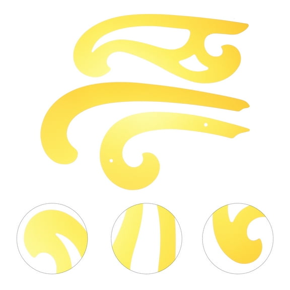 FOLOYORI French Curve Rulers 3Pcs Curved Measuring Ruler Sewing Fashion Patternmaking Yellow