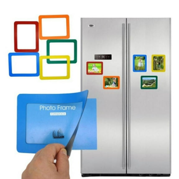 FOLOYORI Fridge Magnet Picture Frame 6 Inch Purple PVC Magnetic Photo Holder For Family Room Decor