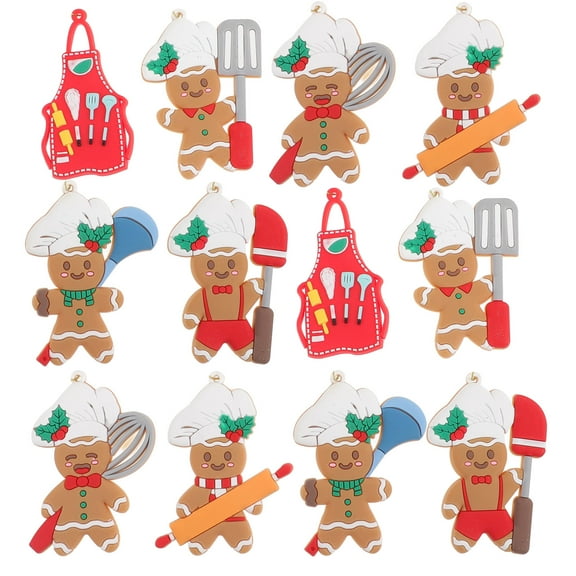 FOLOYORI Gingerbread Man Hanging Ornament Miniature Gingerbread Men 7.5x6.5in 12Pcs Christmas Decor
