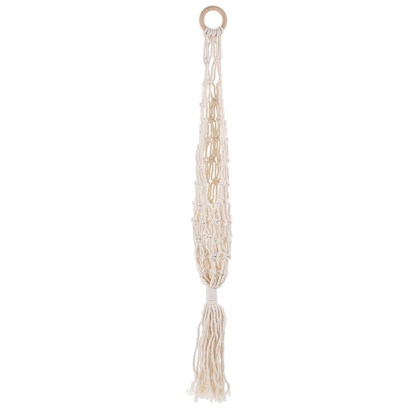 FOLOYORI Beige Wall Mounted Fruit Basket for Kitchen Storage, Breathable Macrame Hanging Vegetable Holder Organizer