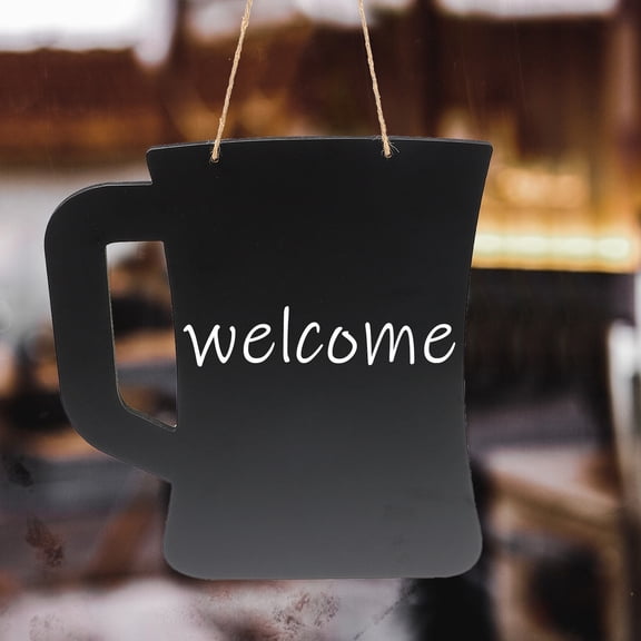 FOLOYORI Hanging Wooden Blackboard, Beer Mug Shaped, for Messages and Decor, Black