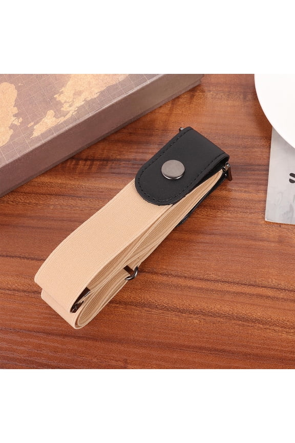 Khaki No Buckle Stretch Belt Flat Style Elastic and Stretchable for Casual Wear 1Pcs 5.9x1.2x0.2in
