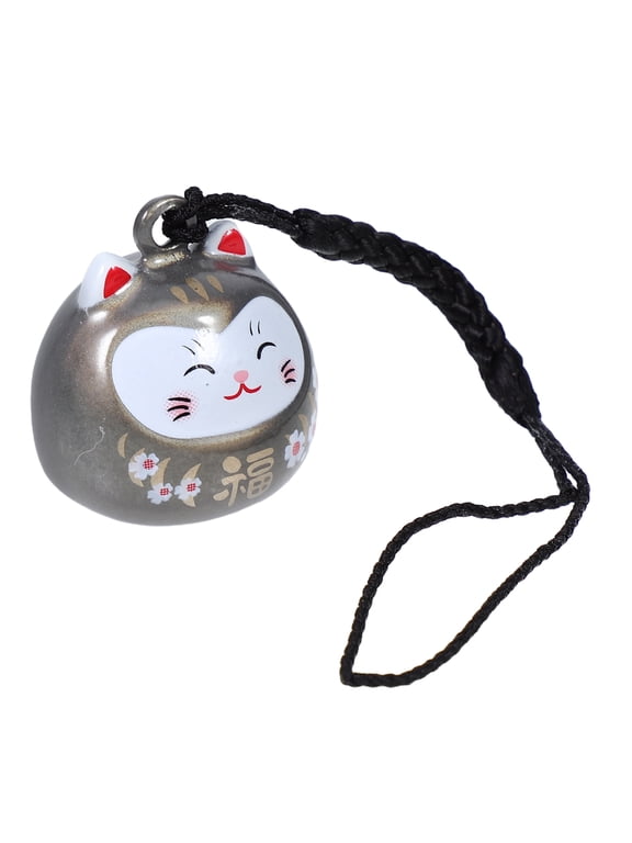 Copper Lucky Cat Keychain, Japanese Omamori Charm Hanging Bell Key for Good , Accessory