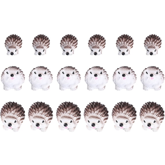 FOLOYORI Mini Resin Animal Ornaments 18Pcs Durable Resin Technology Miniature Hedgehog Figurines For Outdoor Garden
