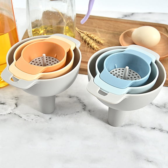 FOLOYORI Plastic Kitchen Funnels Nested Design For Filtering And Straining Solids Orange 12.8x10x11cm 1Set