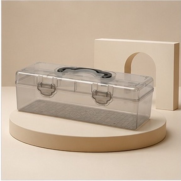 FOLOYORI Rectangular Plastic Art Tool Storage Box Portable Large Capacity
