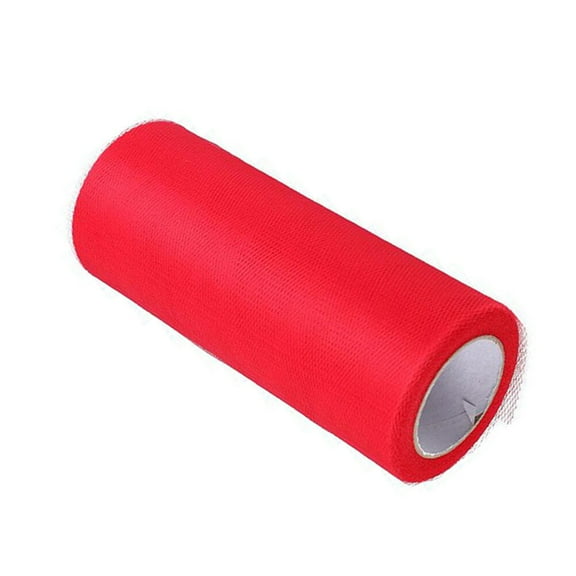 FOLOYORI Red Tulle Fabric Rolls for Bouquet Wraps 5.9Inch x 25Yards 1Pcs
