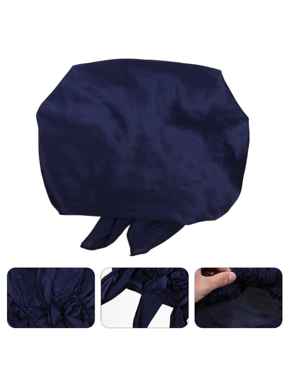 Silk Night Sleeping Cap Navy Beauty Hat Hair Protection for Home and Sleep