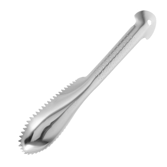 FOLOYORI Stainless Steel Fish Scraper for Fast Scale Removal, Comfortable Grip, Kitchen Use, Silver, Lightweight and Portable
