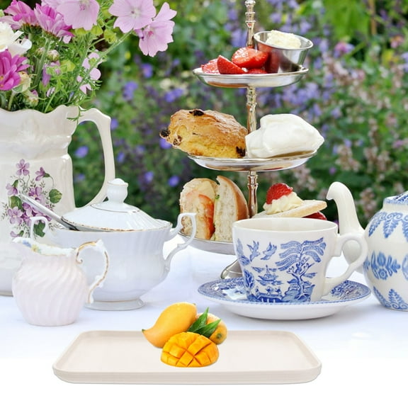 FOLOYORI White Premium PP Material Rectangular Service Plates for Storage Reusable with Raised Corners 2 Pieces