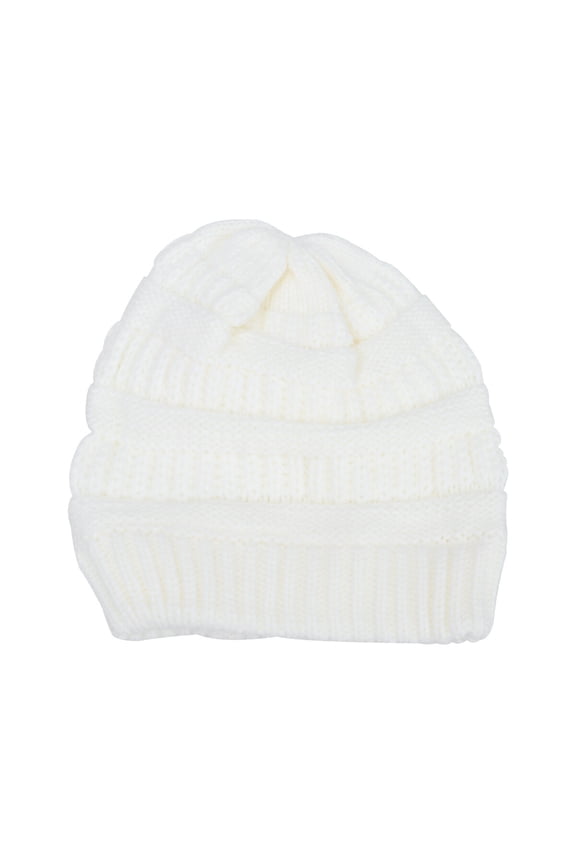 Women Hat Knitted Warm Headwear White Wool Autumn 1Pack