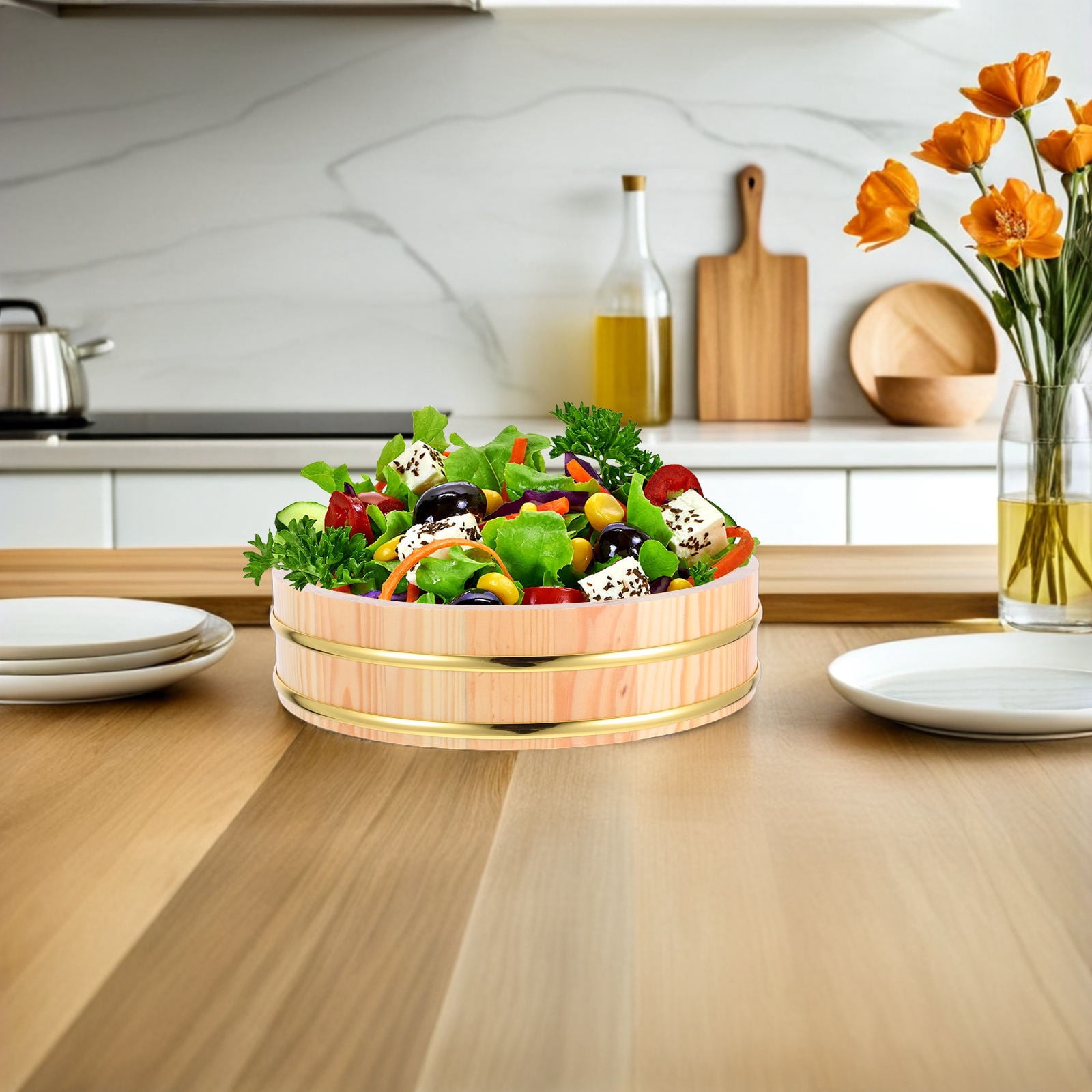Yo Sushi Rice FOLOYORI Wooden Sushi Rice Mixing Tub Traditional Hangiri for Kitchen ...