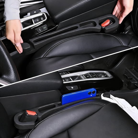 FOLUMAD Car Seat Gap Filler with Emergency Hammer, 3 in 1 Seat Gap Filler Organizer with Hook & Storage Slot, Universal for Car to Block the Gap Between Seat and Console Stop Things from Dropping
