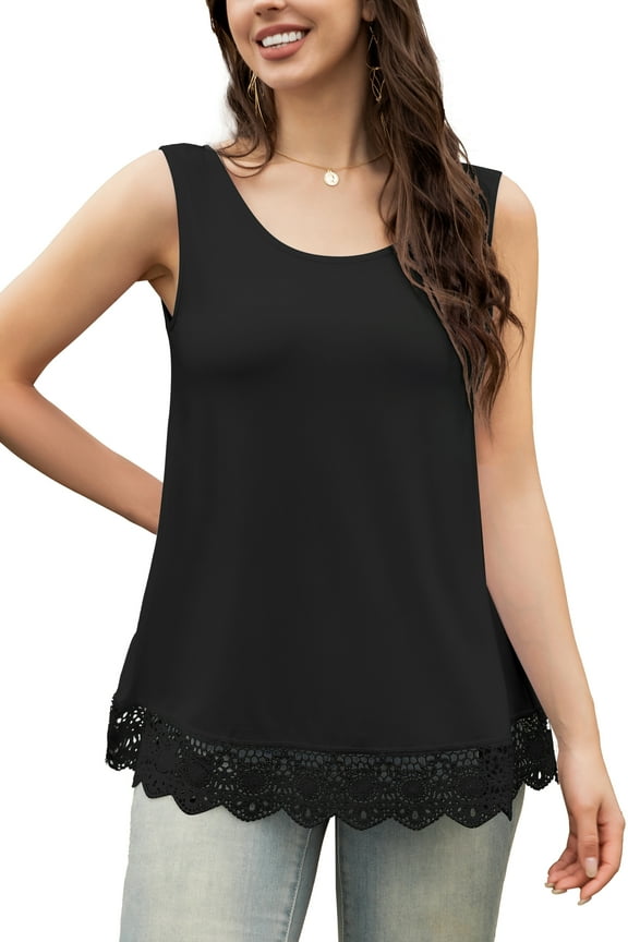 Lace Swing Plus Size Tank Top Loose Sleeveless Tunic Blouse Shirts M-4XL