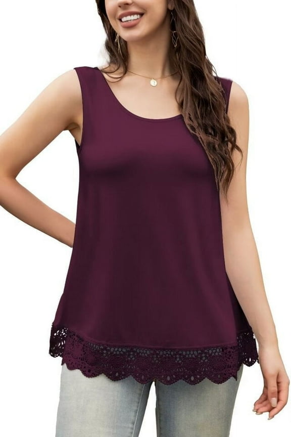 Lace Swing Plus Size Tank Top Loose Sleeveless Tunic Blouse Shirts M-4XL