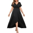 thumbnail image 1 of FOLUNSI Plus Size Formal Dresses Glitter V Neck Split Wedding Cocktail Long Evening Dress Ink Dyed Black 4XL, 1 of 7