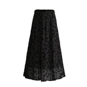 FOLUNSI Women Plus Size Double Layer Plush Mesh Long Maxi Skirt m-4xl