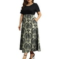 FOLUNSI Women Plus Size Dresses Short Sleeve Loose Ribbed Casual Long