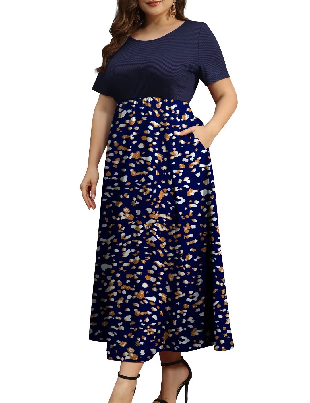 Aayomet Women Plus Size Maxi Dress Casual Loose Flowy Pleated Casual ...
