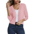 thumbnail image 1 of FOLUNSI Women's 3/4 Sleeve Cropped Cardigans Sweaters Jackets Open Front Short Shrugs for Dresses, 1 of 8