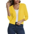 thumbnail image 1 of FOLUNSI Women's 3/4 Sleeve Cropped Cardigans Sweaters Jackets Open Front Short Shrugs for Dresses, 1 of 7