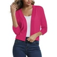 thumbnail image 1 of FOLUNSI Women's 3/4 Sleeve Cropped Cardigans Sweaters Jackets Open Front Short Shrugs for Dresses, 1 of 7