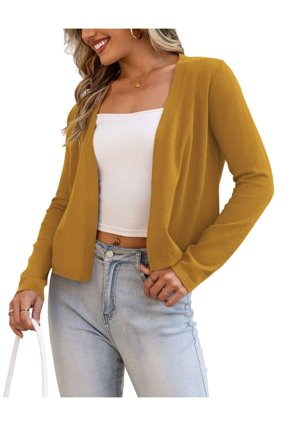 Women's Long Sleeve Cropped Cardigans Sweaters Jackets Open Front Short Shrugs for Dresses