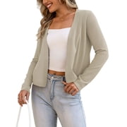 FOLUNSI Womens Long Sleeve Cropped Cardigans Sweaters Jackets Open Front Short Shrugs for Dresses