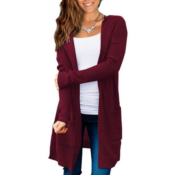 FOLUNSI Women's Long Sleeve Hoodie Sweaters Open Front Cardigan with Pockets S-XL