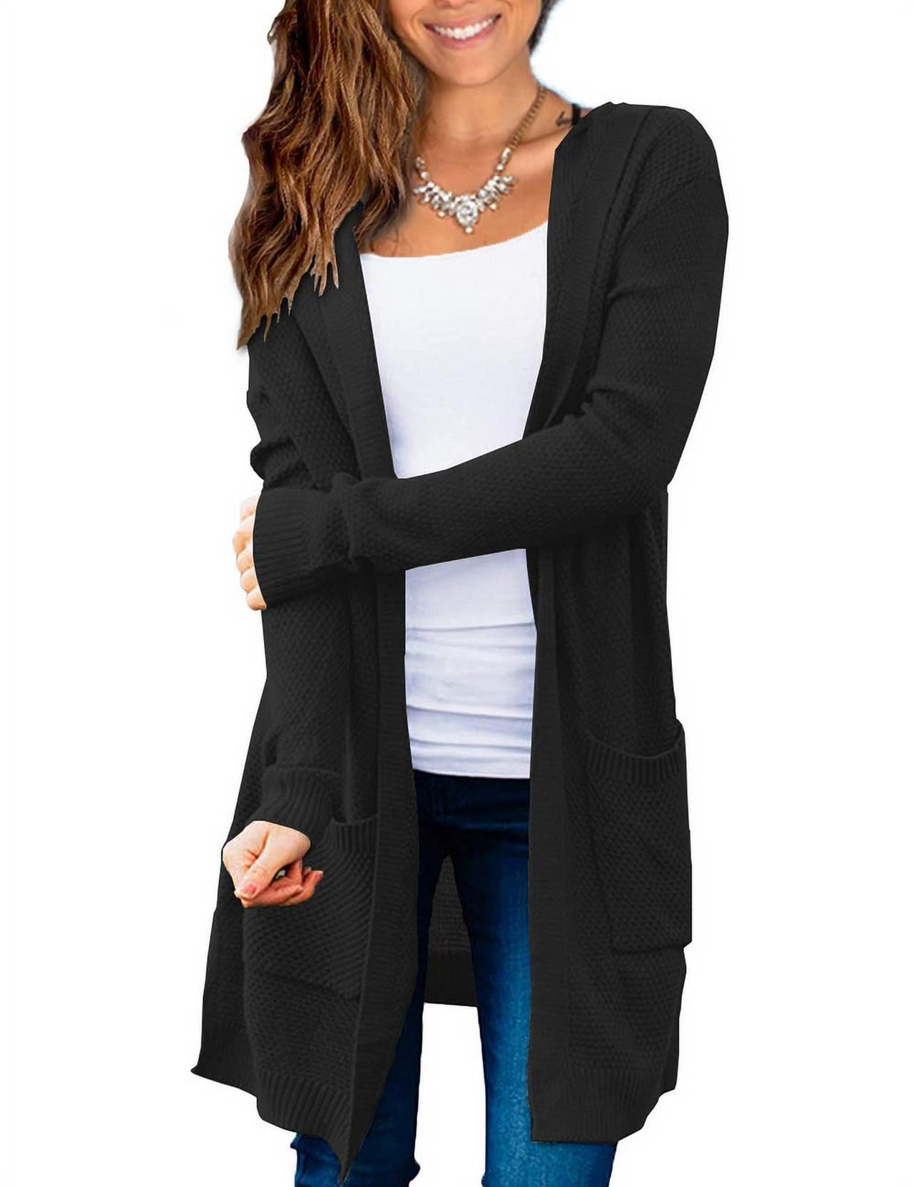 FOLUNSI Women's Open Front Cardigan Hoodie Sweaters with Pockets S-XL ...
