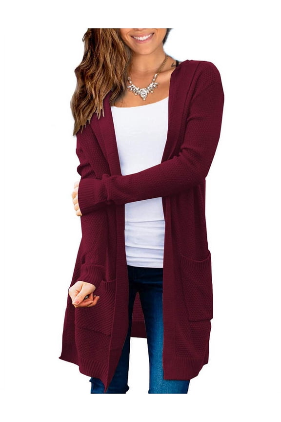 Women's Open Front Cardigan Hoodie Sweaters with Pockets S-XL