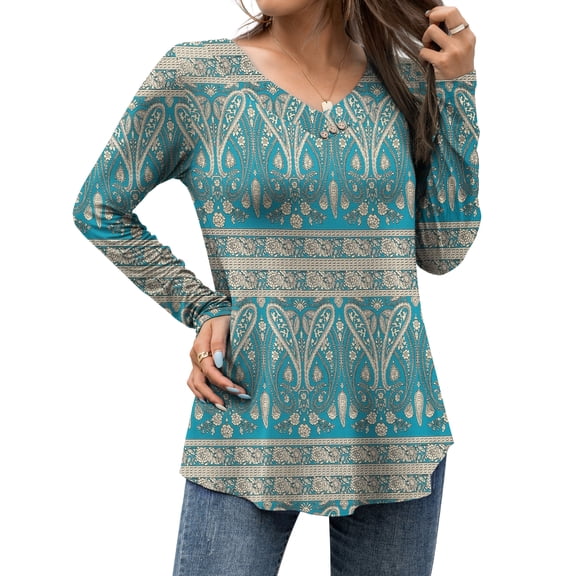 FOLUNSI Women's Plus Size Tops Casual Blouses Long Sleeve Flowy Tunic Tops m-4xl