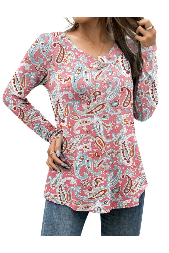 Women's Plus Size Tops Casual Blouses Long Sleeve Flowy Tunic Tops m-4xl