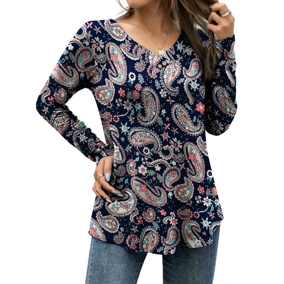 FOLUNSI Women's Plus Size Tops Casual Blouses Long Sleeve Flowy Tunic Tops m-4xl