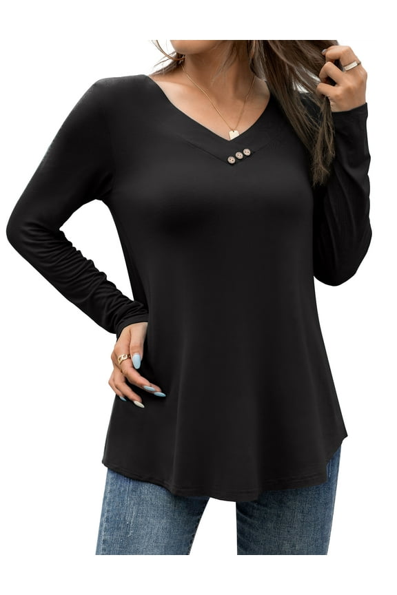 Women's Plus Size Tops Casual Blouses Long Sleeve Flowy Tunic Tops m-4xl