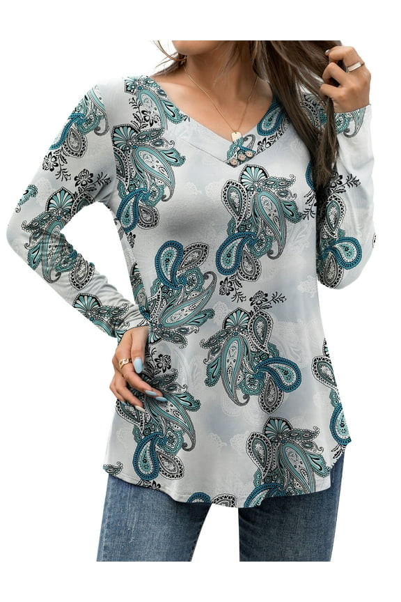 Women's Plus Size Tops Casual Blouses Long Sleeve Flowy Tunic Tops m-4xl