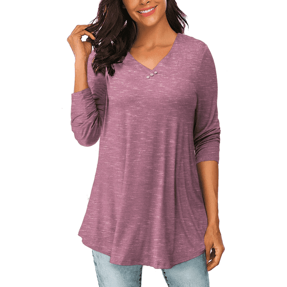 FOLUNSI Women's Plus Size Tops Casual Blouses Long Sleeve Flowy Tunic Tops m-4xl