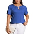 thumbnail image 1 of FOLUNSI Women's Plus Size Tops Casual Keyhole Round Neck Pleated Puff Sleeve Blouse m-4x, 1 of 6