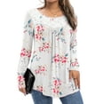 thumbnail image 1 of FOLUNSI Women's Plus Size Tops Long Sleeve Lace Pleated Blouses Tunic Tops New Arrivals M-4XL, 1 of 6