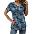 thumbnail image 1 of FOLUNSI Casual Floral Henley Shirt Knit - V-Neck Short Sleeve Blouse - M-4X, 1 of 6